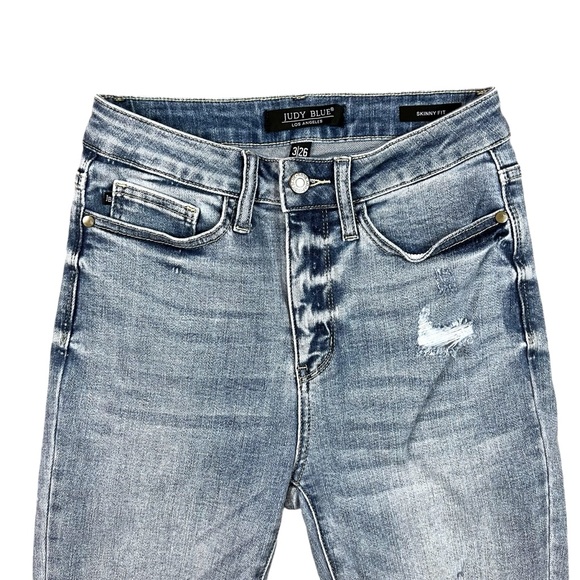 Judy Blue Size 3/26 High Rise Distressed Skinny Jeans - Picture 5 of 16